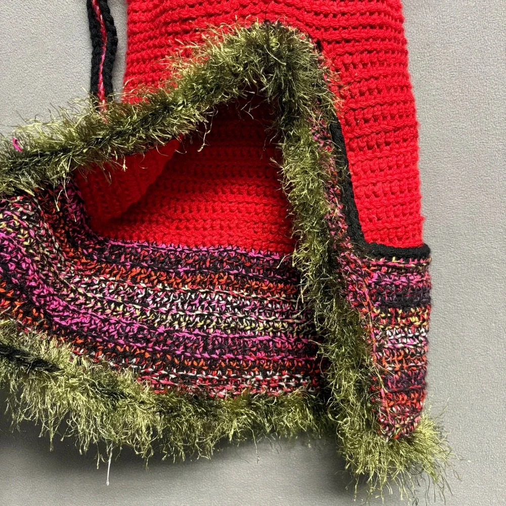 The Cottage Dog Crochet Sweater Large Red Pink Excellent Handmade Pet Vest